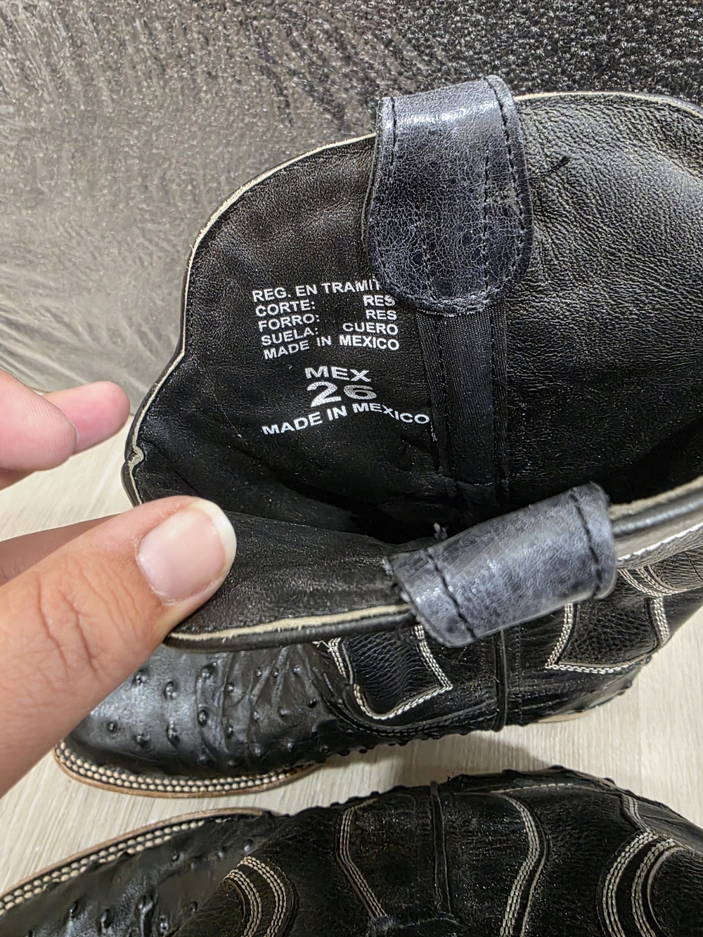 Black Ostrich Embossed Men's Western Boots - Picture 4 of 5
